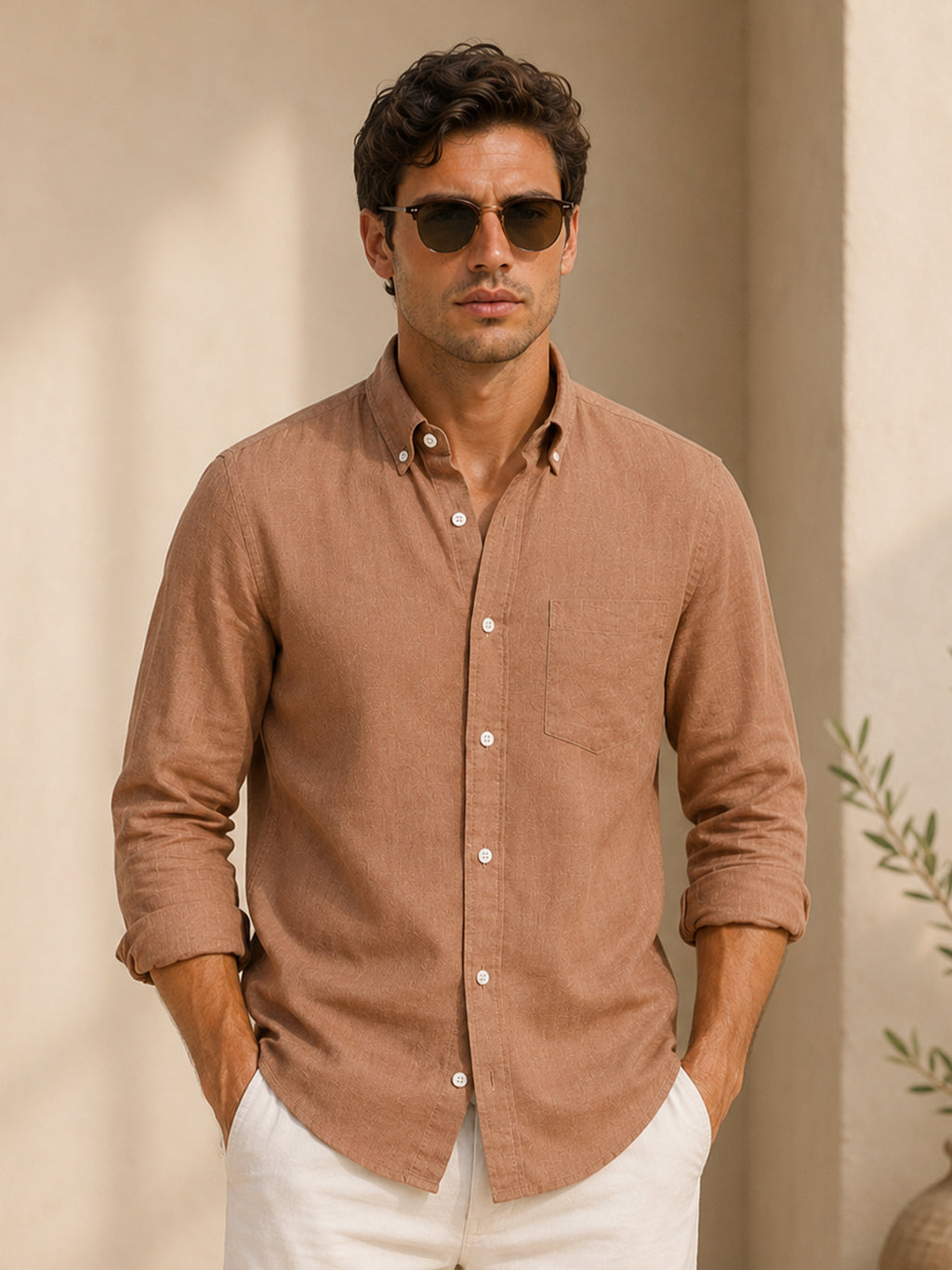 Brown Linen Shirt For Men