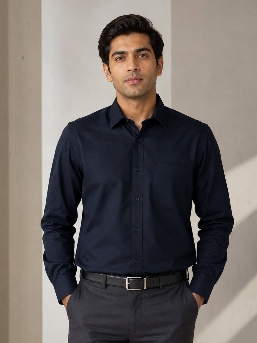 Paper Cotton Deep Navy Shirt for Men