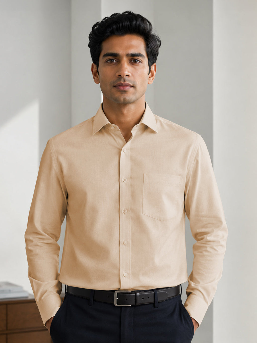 Paper Cotton Soft Beige Shirt for Men