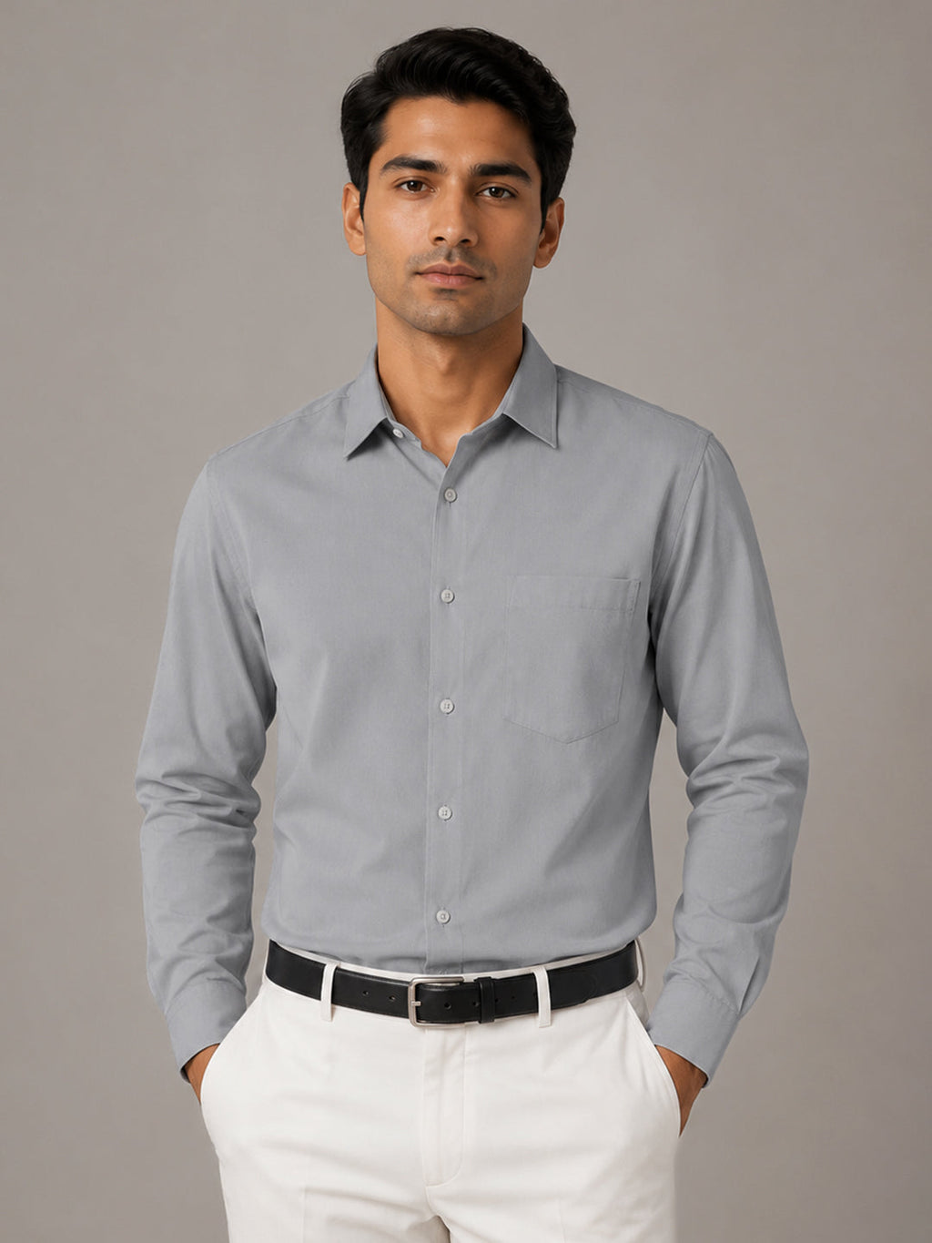 Paper Cotton Silver Shirt for Men