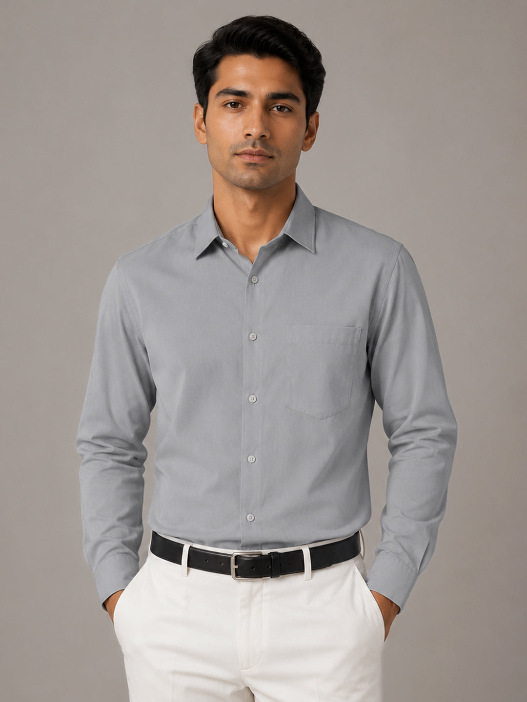 Paper Cotton Silver Shirt for Men