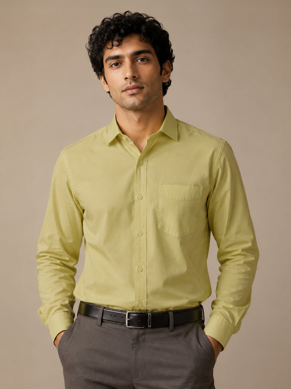 Paper Cotton Light Green Shirt for Men