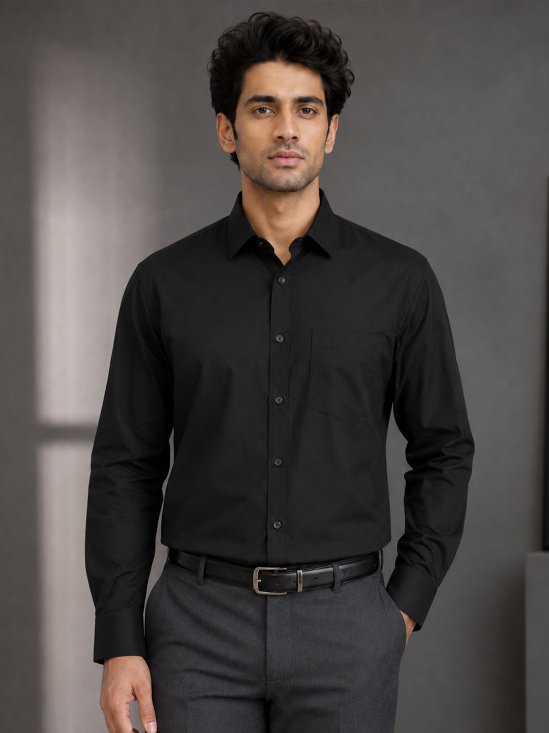 Paper Cotton Black Shirt for Men