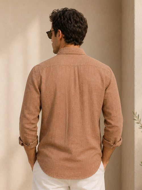 Brown Linen Shirt For Men