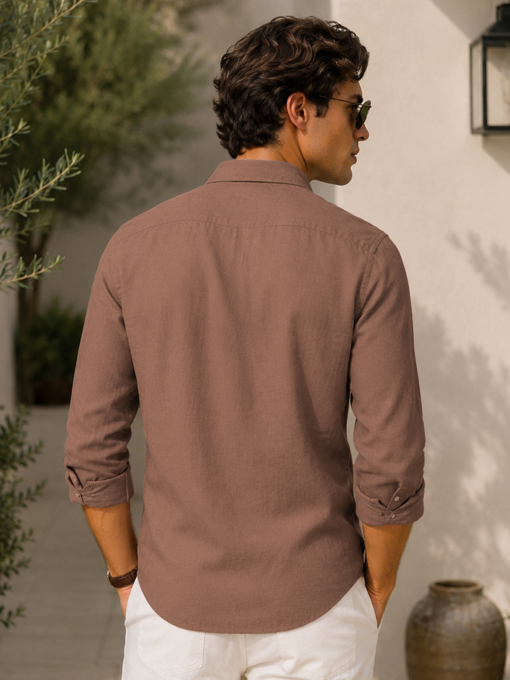 Khaki Linen Shirt For Men