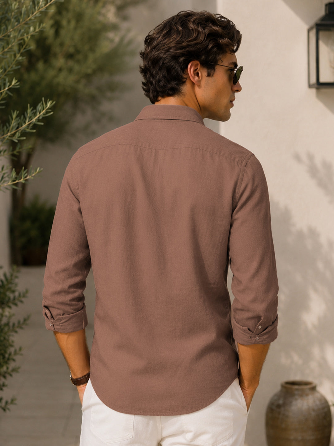 Khaki Linen Shirt For Men