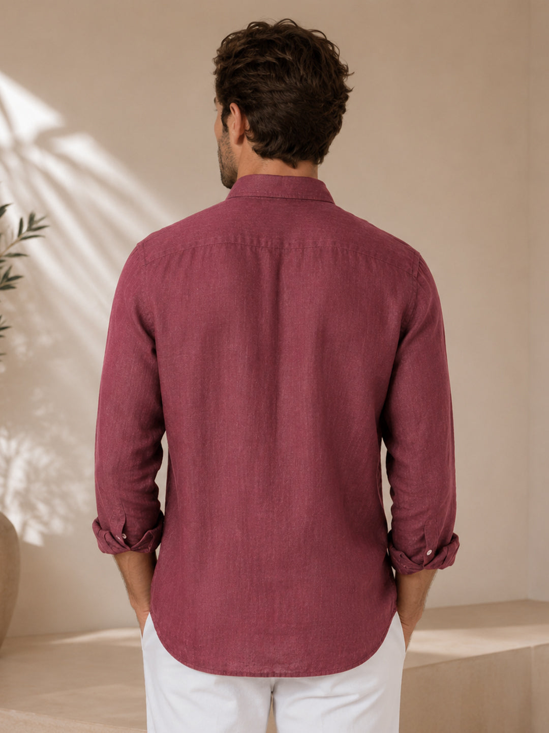 Maroon Linen Shirt For Men