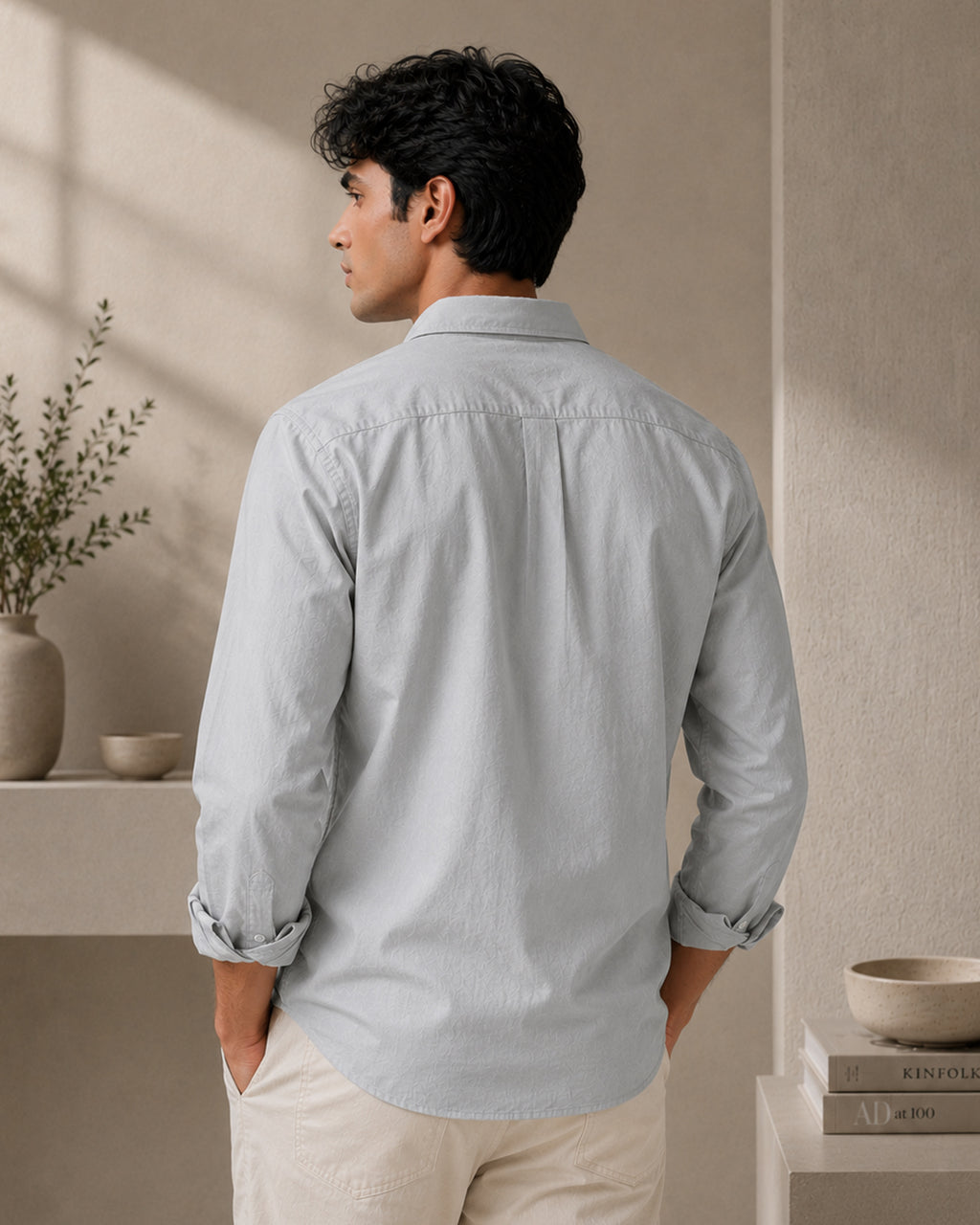 Paper Cotton Silver Shirt for Man