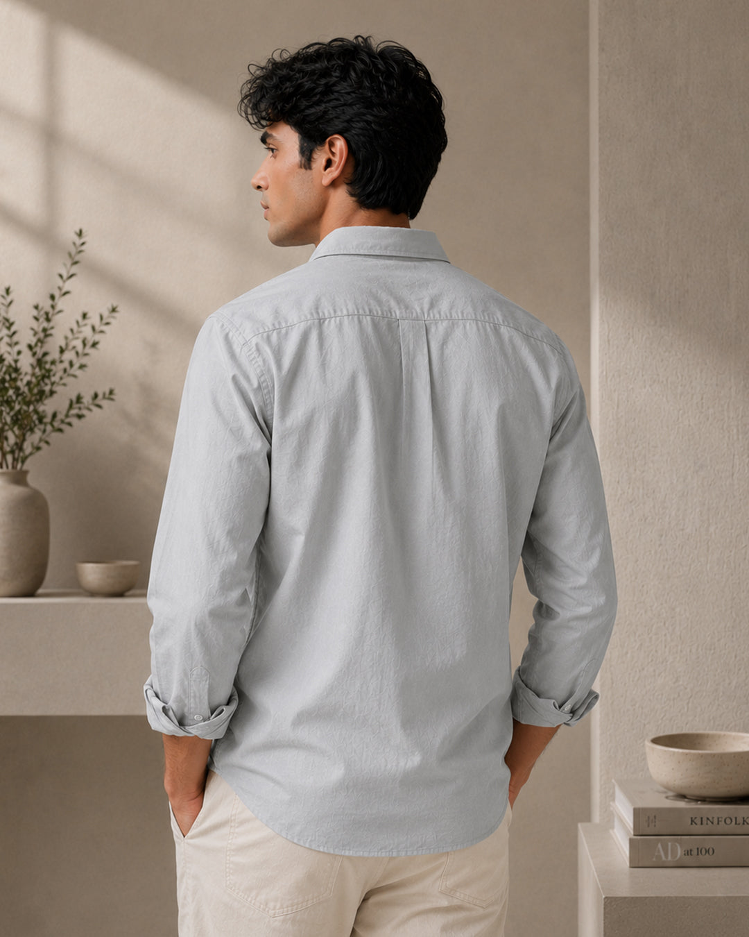 Paper Cotton Silver Shirt for Man