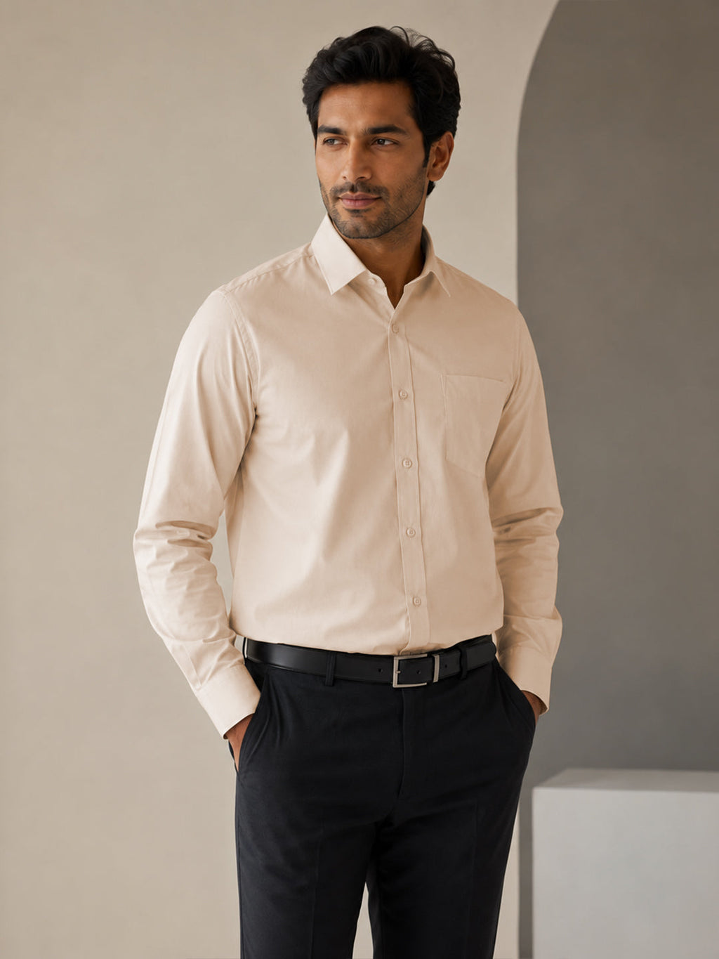 Paper Cotton Cream Shirt for Men