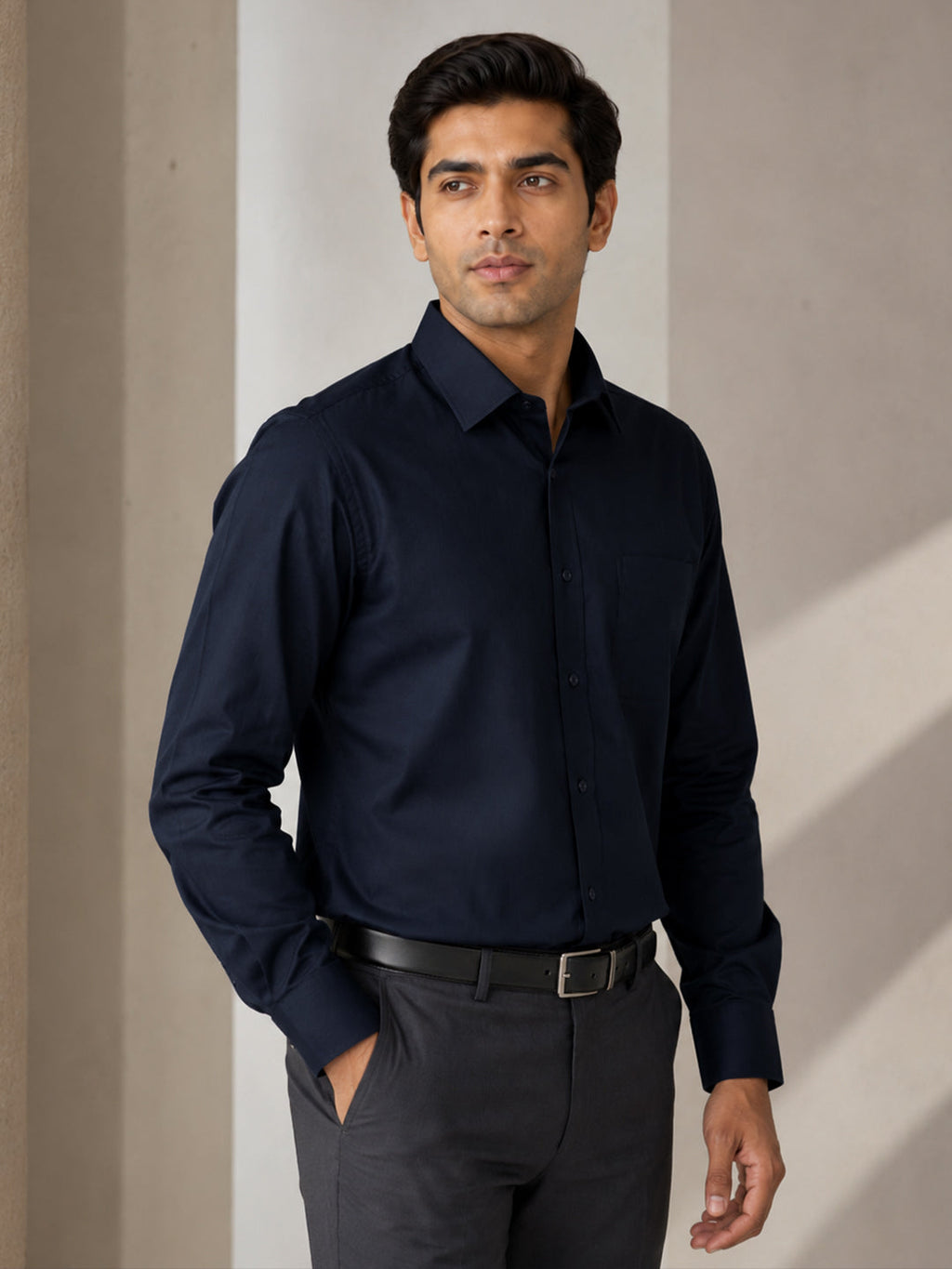 Paper Cotton Deep Navy Shirt for Men