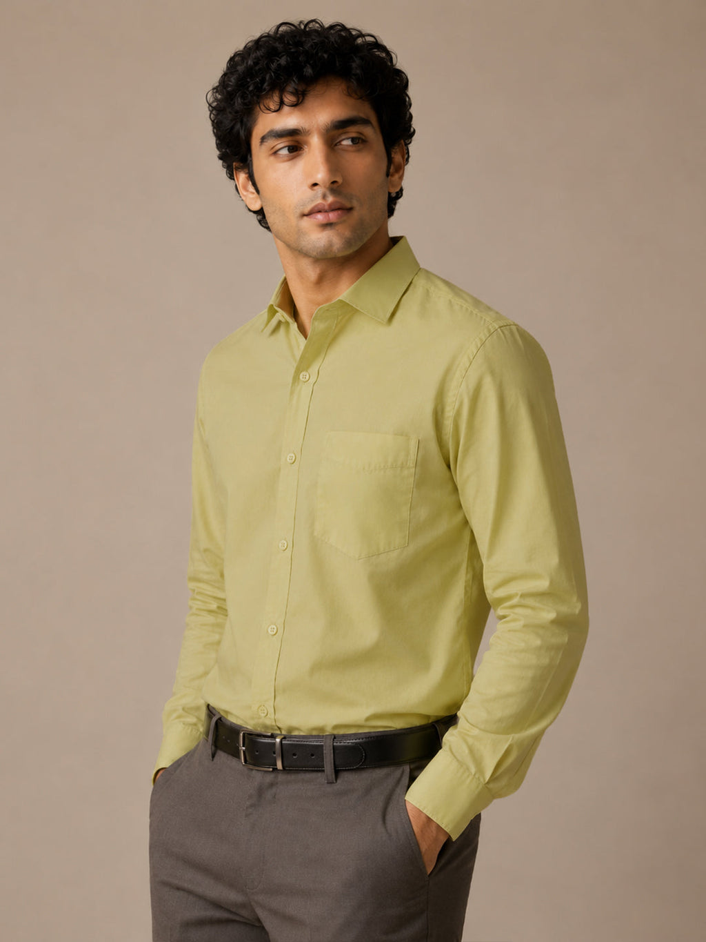 Paper Cotton Light Green Shirt for Men