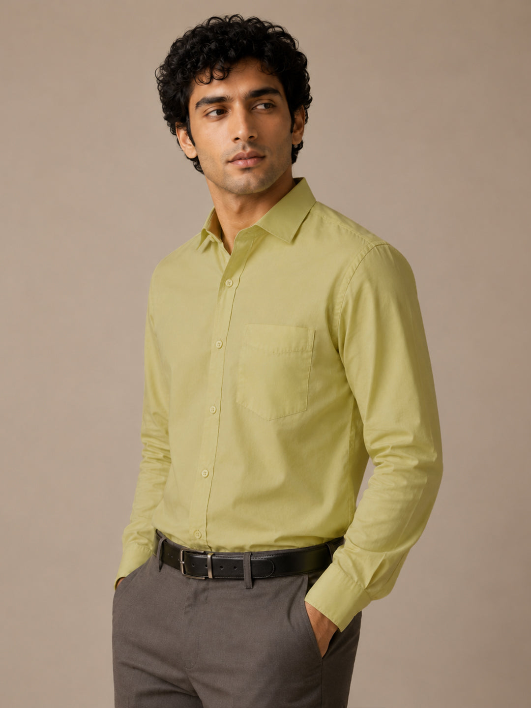 Paper Cotton Light Green Shirt for Men