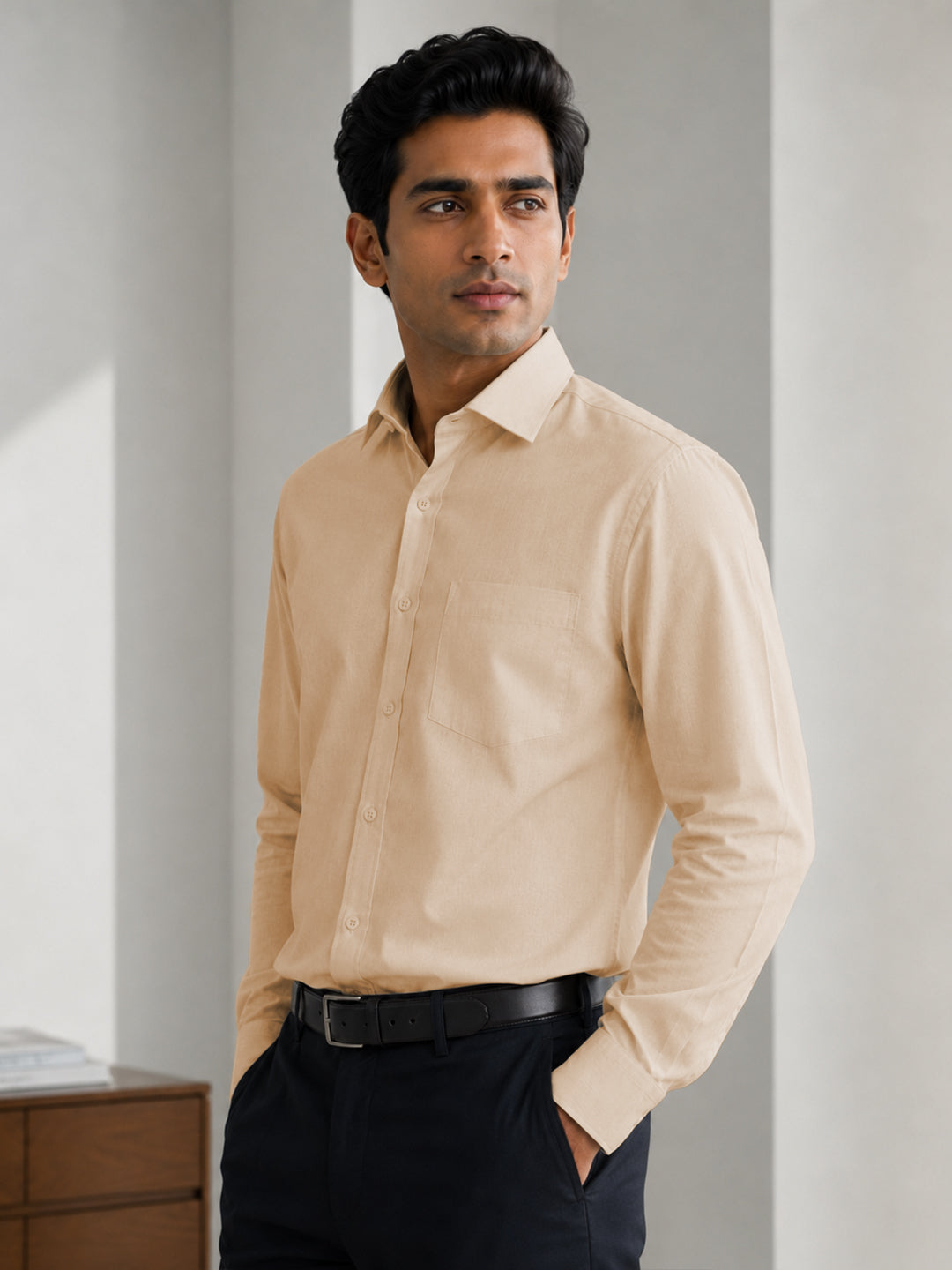 Paper Cotton Soft Beige Shirt for Men