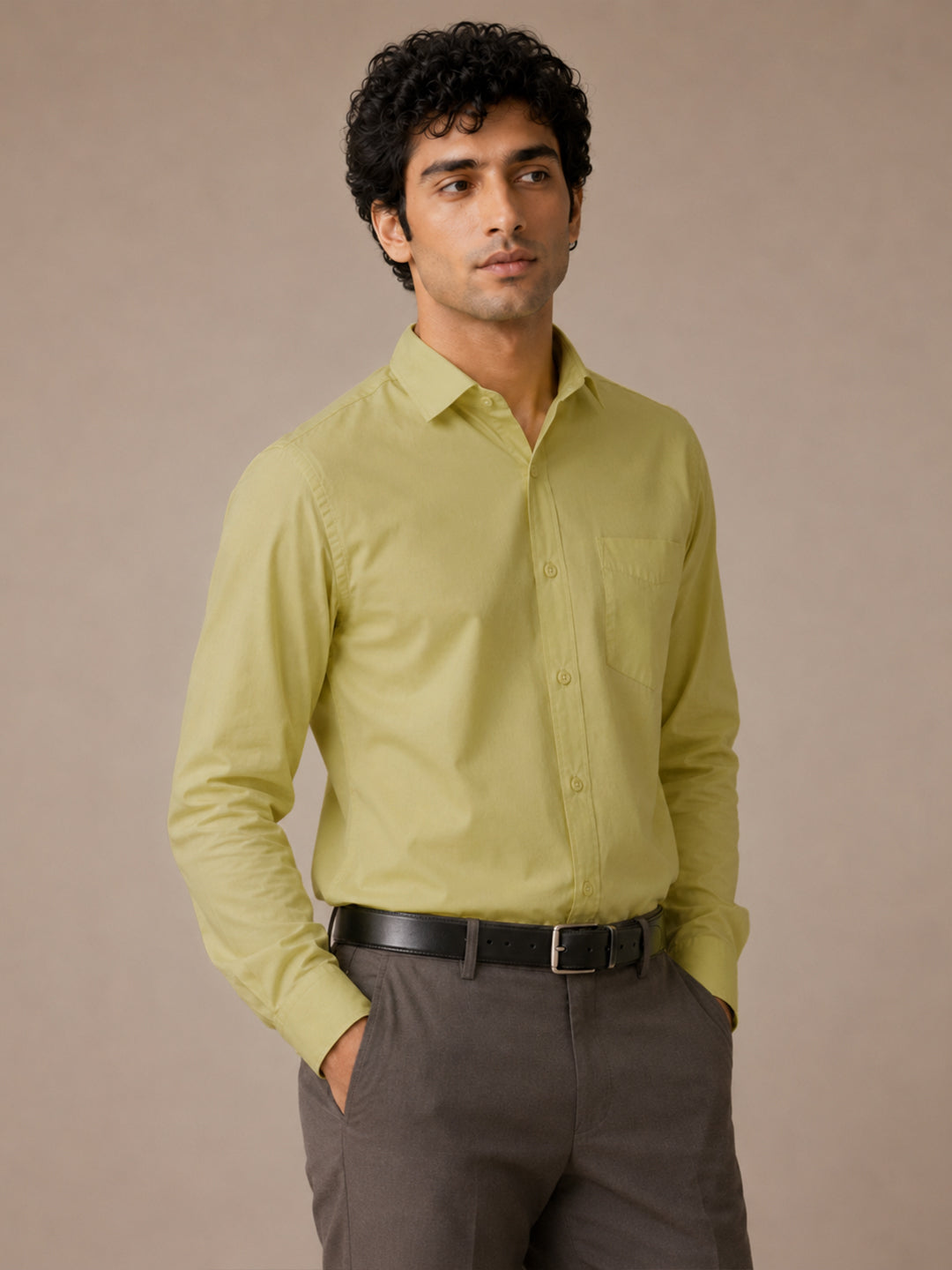 Paper Cotton Light Green Shirt for Men