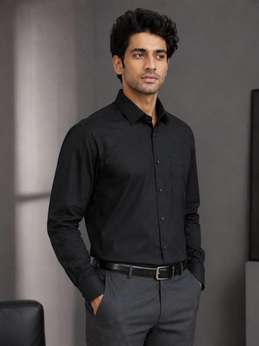 Paper Cotton Black Shirt for Men