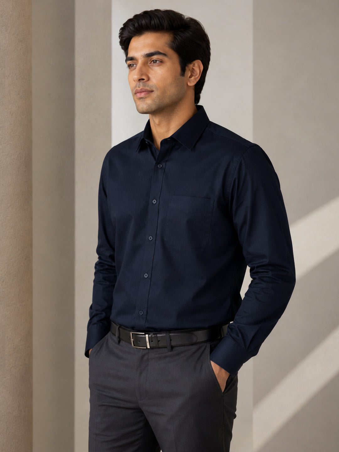 Paper Cotton Deep Navy Shirt for Men