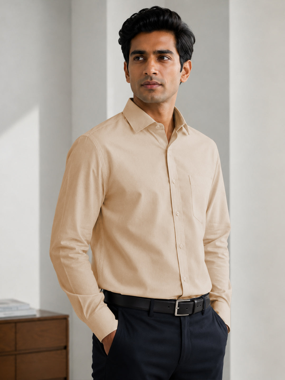 Paper Cotton Soft Beige Shirt for Men