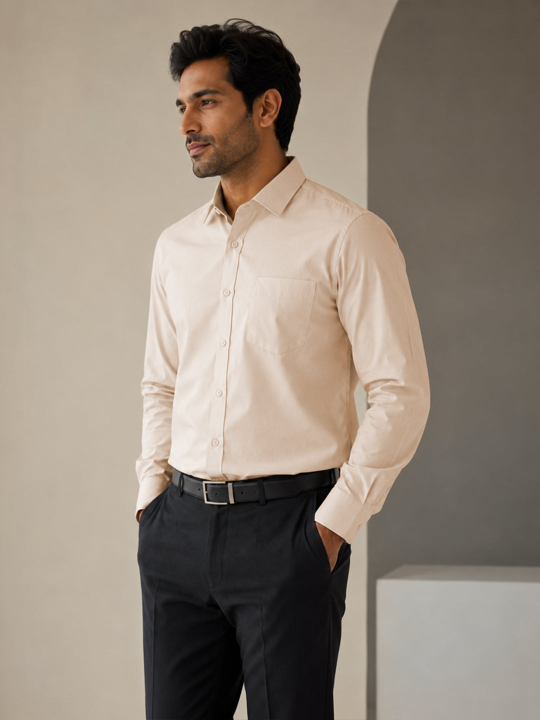 Paper Cotton Cream Shirt for Men
